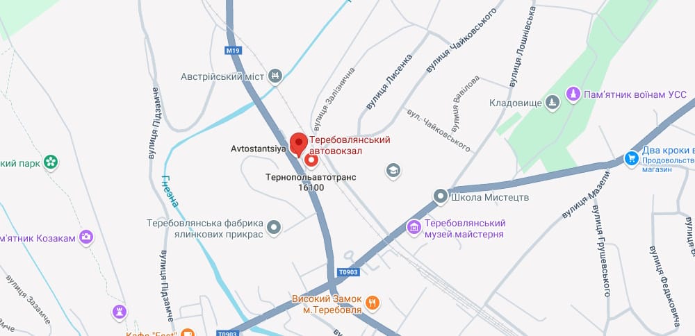 Розклад руху автобусів по станції Теребовля