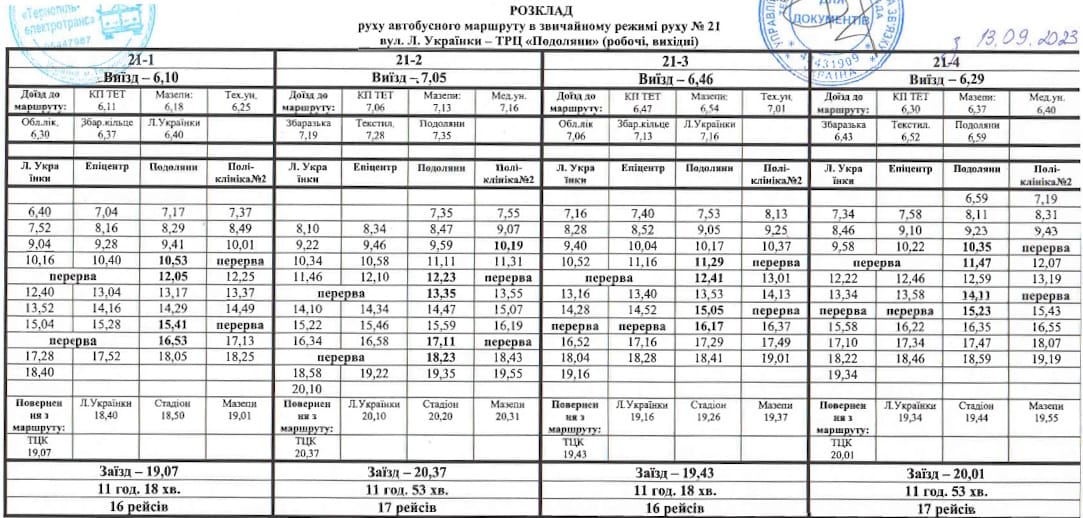 Автобус 21 Тернопіль