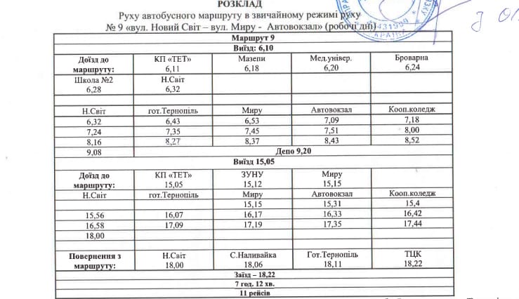 Автобус 9 Тернопіль